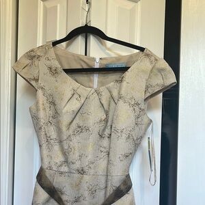 Antonio Melani Cream Sheath Dress with Flutter Cap Sleeves